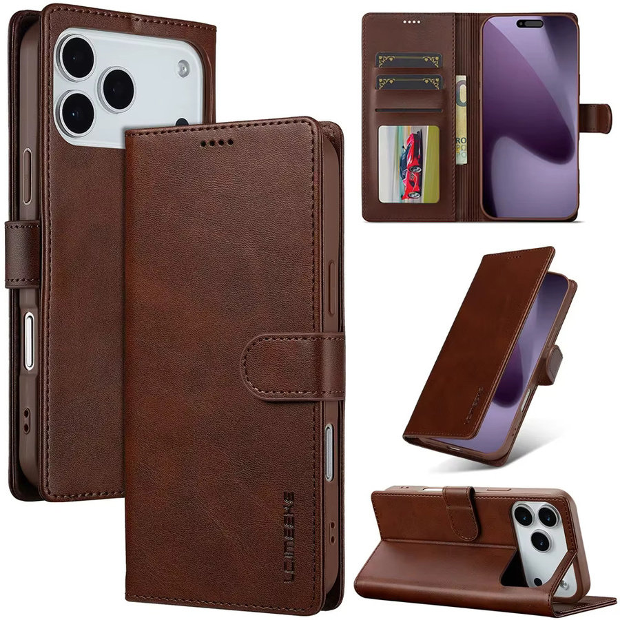 Magnetische Leder-Brieftasche als Handyhülle für Apple iPhone 11 bis iPhone 17 Pro Max in Braun - Bild 2