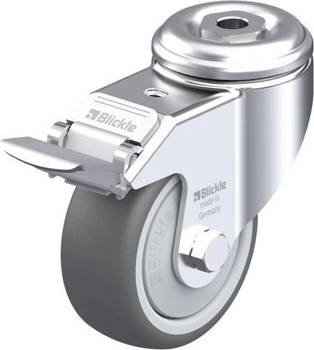 Blickle LKRA-PATH 80KF-11-FI Lenkrolle mit Feststeller in Grau und Silber, Rad-Durchmesser: 80 mm, Tragfähigkeit: 120 kg - Bild 1