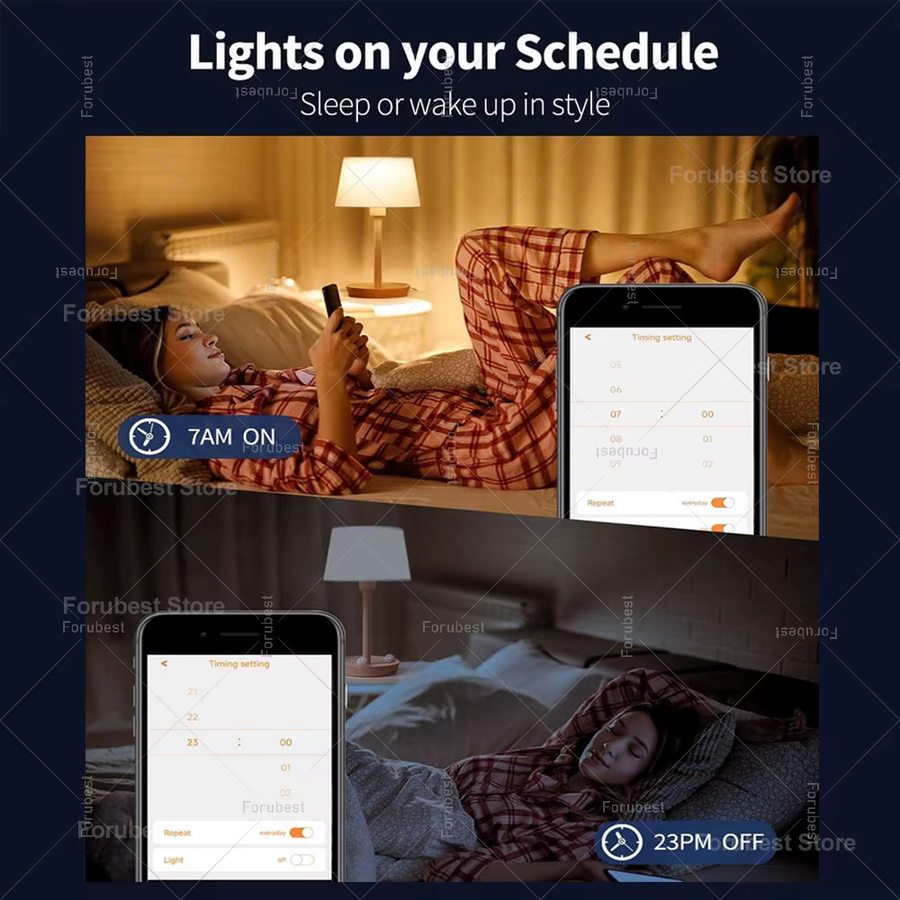 Tuya Smart LED Glühbirne E27 RGBW mit WiFi und Bluetooth, dimmbar, kompatibel mit Amazon Alexa und Google Assistant, Multicolour - Bild 4