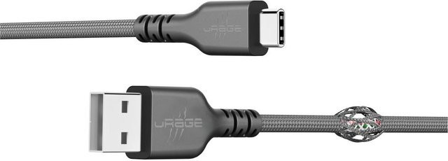 uRage uFlex USB-A auf USB-C Mesh-Ladekabel, Schwarz, Länge: 2,20 m - Bild 1