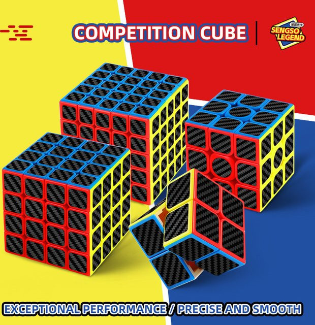 Sengso Speed Cube 3x3, Kohlefaser-Aufkleberwürfel, Puzzlewürfel - Bild 1