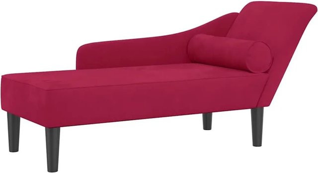 vidaXL Chaiselongue in Weinrot mit Kissen aus Samt, L-Form, B: 141,0 cm, T: 55,5 cm, H: 66,5 cm - Bild 1