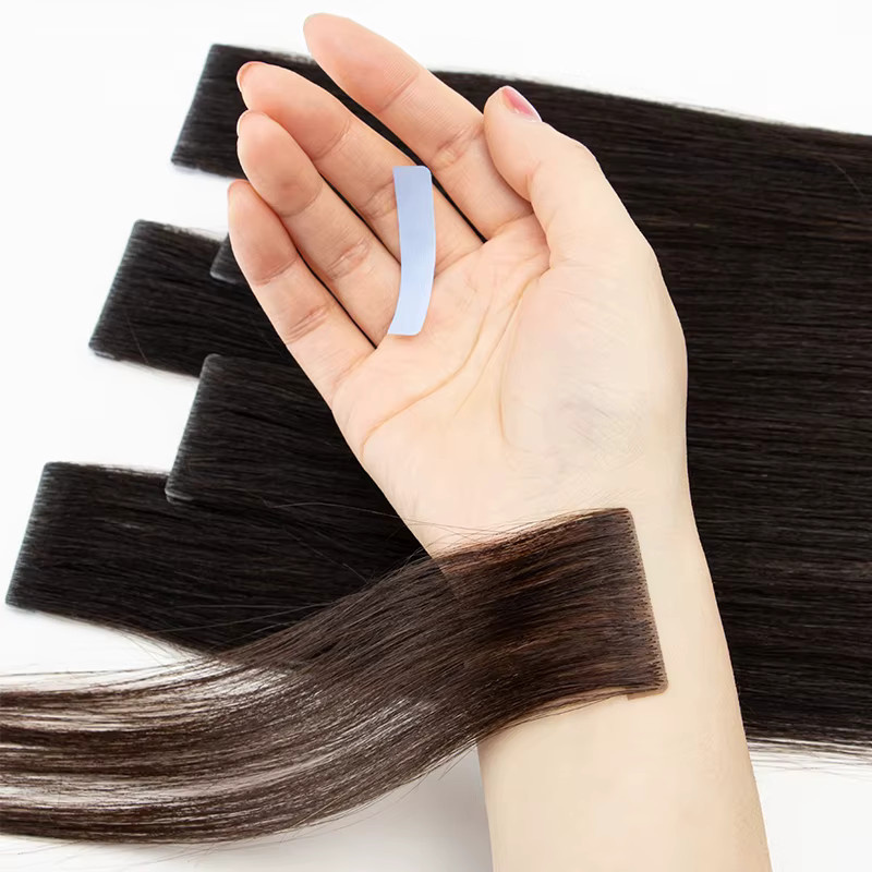 Boymia Tape-in-Haarverlängerungen aus Echthaar, Schwarz, 10 Stück - Bild 3