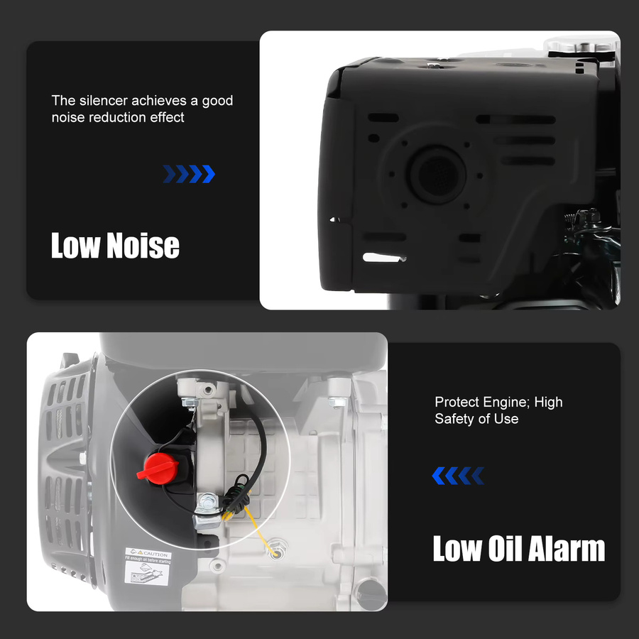 Bymaocar 15 PS Benzinmotor mit 420 cm³ OHV 4-Takt Einzylinder in Schwarz, 8800 W Nennleistung, 9700 W Maximalleistung, luftgekühlt mit 6,5 L Kraftstofftank und Ölalarm - Bild 2