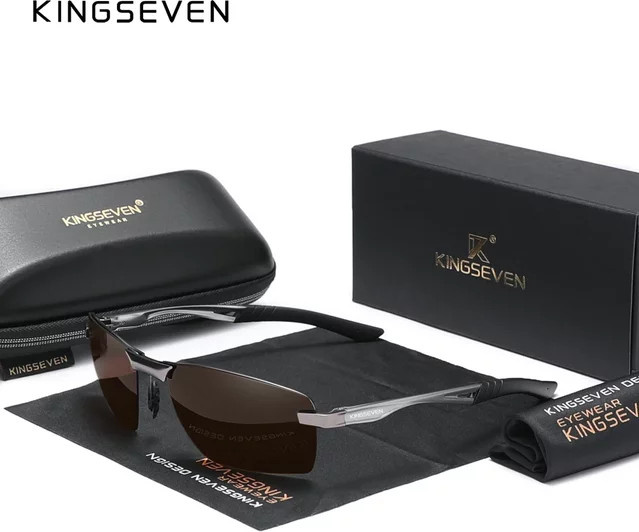 KINGSEVEN Sonnenbrille, randlos, Rechteck, Aluminium, polarisiert, Herren - Bild 1