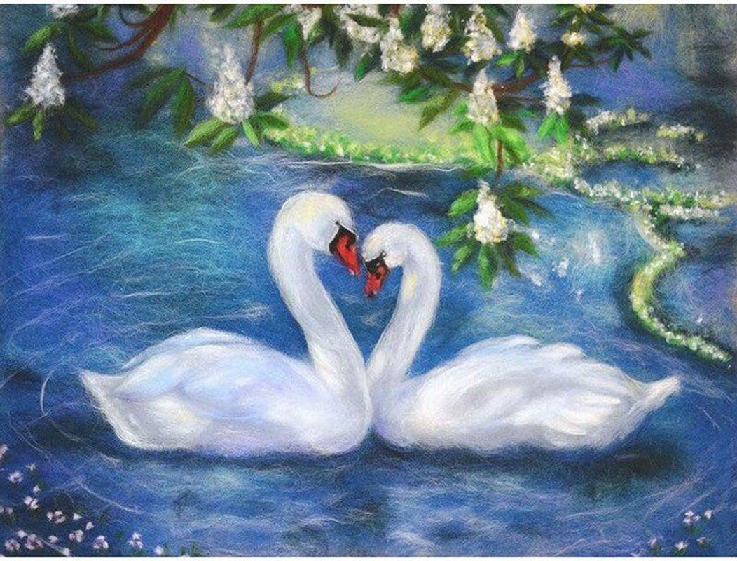 FIYO Diamond Painting Set Schwan-Paar DIY Malerei mit Strass Steinen, Mehrfarbig, B x H: 30 x 20 cm - Bild 1
