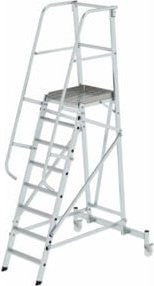 MUNK Aluminium-Plattformleiter fahrbar mit 8 Stufen in Silber - Bild 1