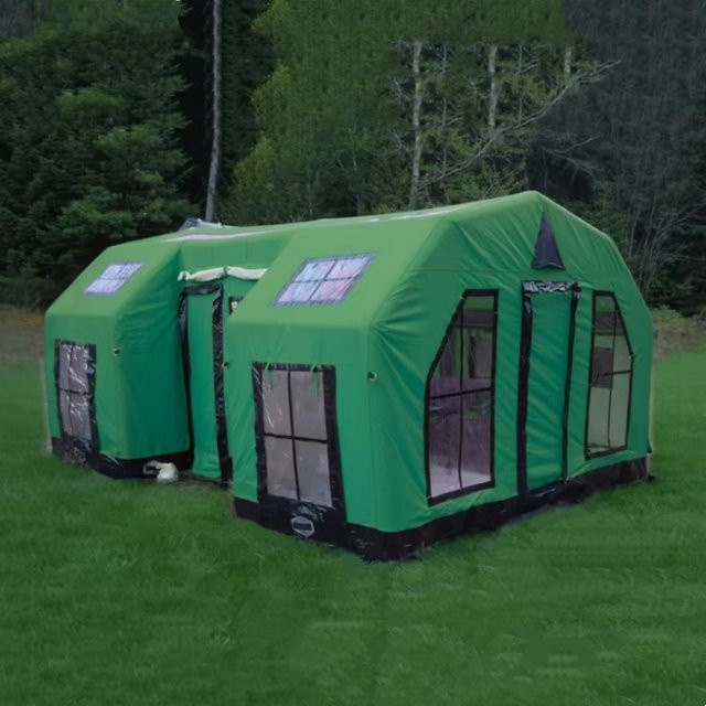 XMSJ Camping-Winter-Luftzelt für 6–8 Personen, aufblasbares Kuppelzelt für die Familie in Rot und Grün - Bild 1