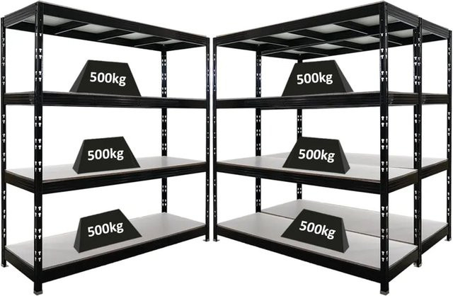 3er Set PROREGAL Rhino Profi Schwerlastregal Schwarz, B/T/H: 200 x 60 x 200 cm, 4 Melamin-Ebenen, 500 kg Fachlast - Bild 1