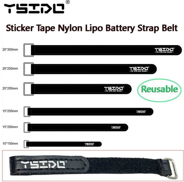 YSIDO Aufkleber Band Nylon Lipo Batterie Strap Gürtel, Schwarz, 5-teiliges Set - Bild 1