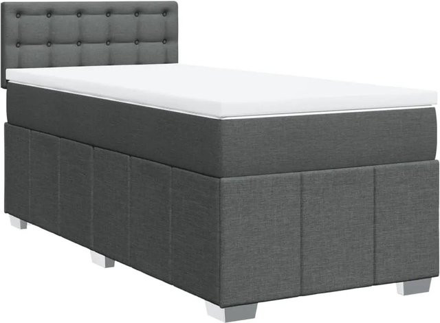 vidaXL Boxspringbett mit Matratze Dunkelgrau B/T/H: 80 x 200 x 100,5 cm mit USB-Anschluss und Unterbettbeleuchtung - Bild 1