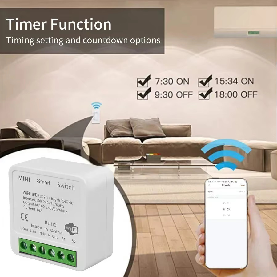 Tuya WiFi Smart Switch Modul 16A 20A Relais Empfänger in Weiß mit App und Sprachsteuerung für Alexa und Google Home - Bild 3