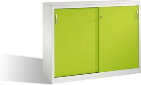 C+P Akten-Sideboard Acurado mit Schiebetüren, Korpus Lichtgrau und Front Viridingrün, H: 120 cm, B: 160 cm, T: 50 cm - Bild 1