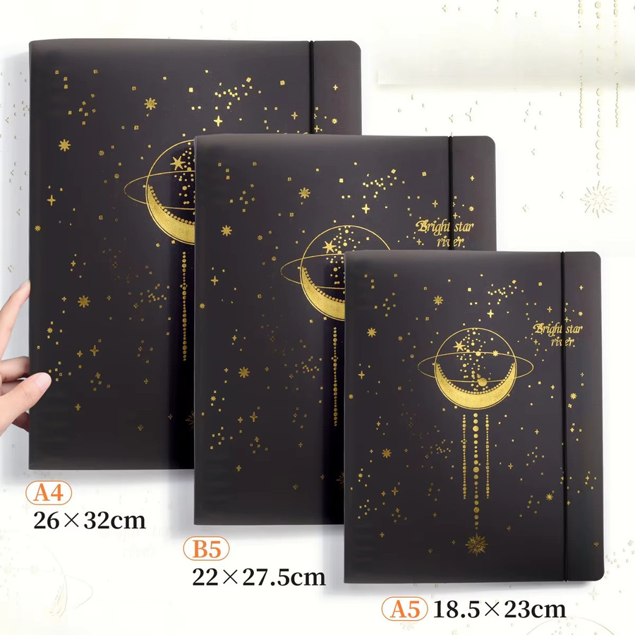 Coliky Notizbuch mit Sternenhimmel-Design in Schwarz, abnehmbarer Hardcover-Einband, Format A5 - Bild 2