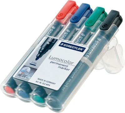 STAEDTLER Lumocolor permanent marker 352, 4er-Set, farbsortiert mit Bullet-Spitze - Bild 1