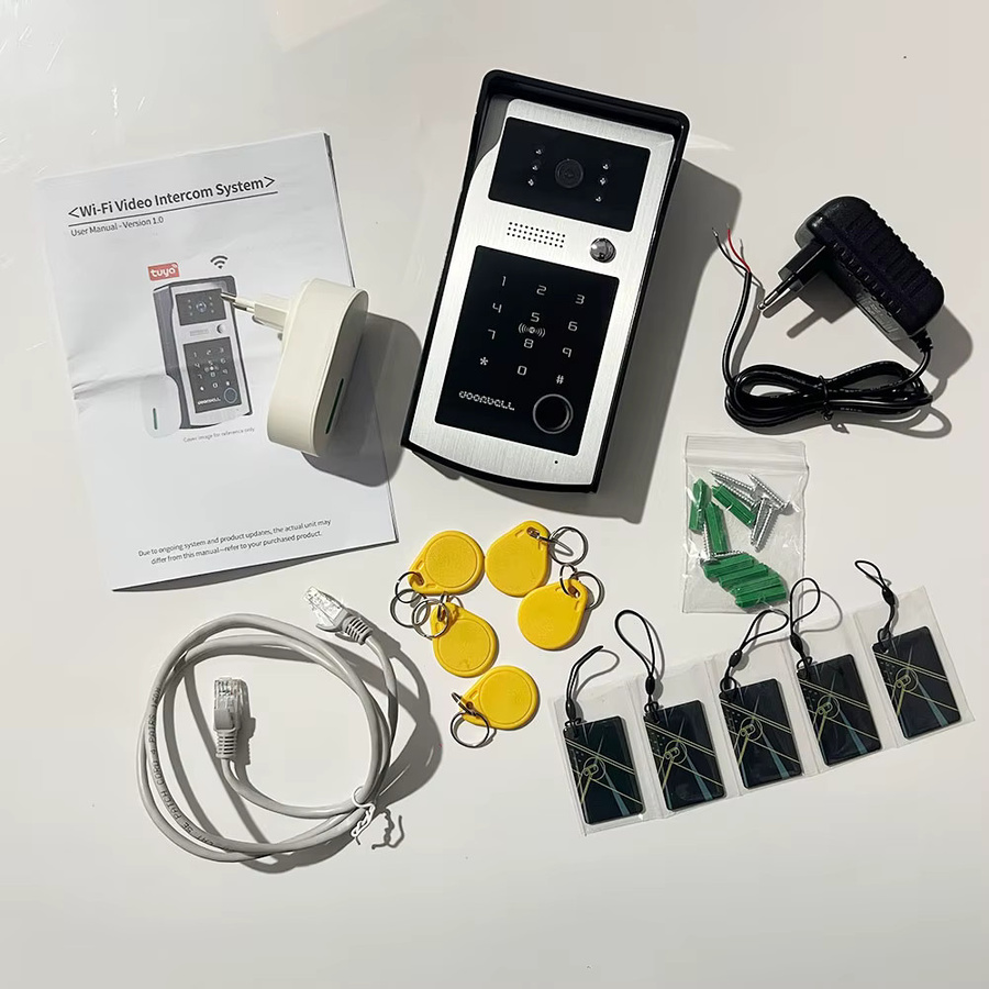 Tuya Smart Wifi Video-Türsprechanlage in Schwarz mit 1080P Kamera, App-Steuerung, Tastatur, RFID und Fingerabdruck-Entsperrung für PoE und LAN-Anschluss - Bild 6