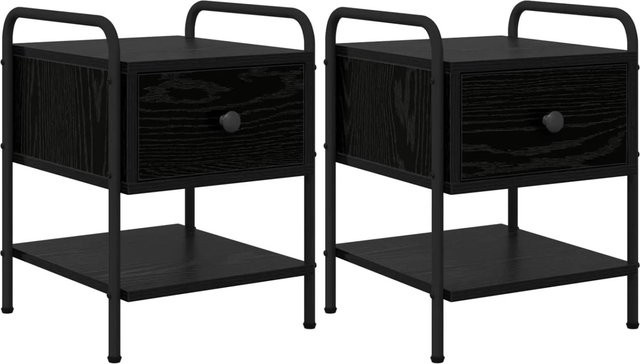 vidaXL Nachttisch Set 2 Stück Eiche Schwarz modern B/T/H: 35 x 36,5 x 47 cm - Bild 1