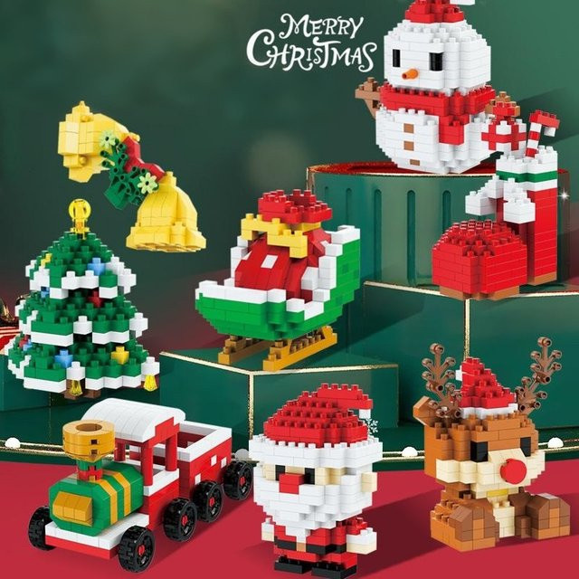 OUZEY Weihnachtsmann Mini-Bausteine Set, kreatives Weihnachtsspielzeug für Kinder in Mehrfarbig - Bild 1