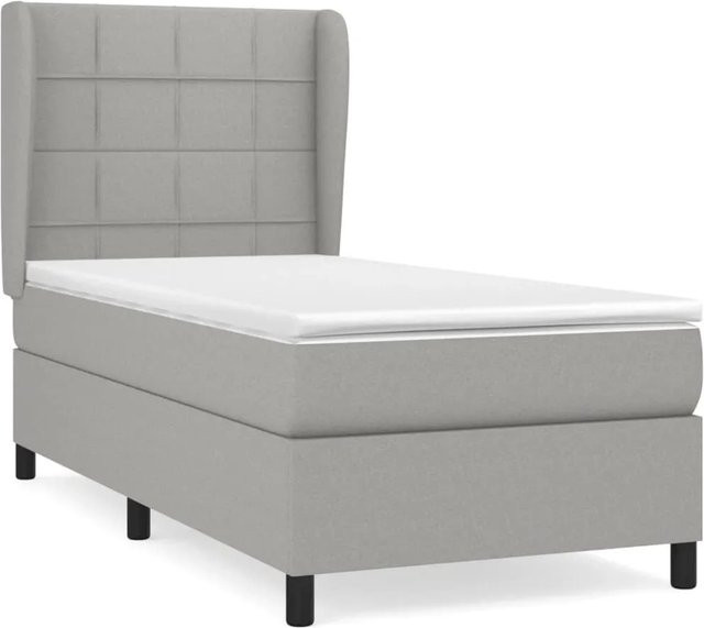 vidaXL Boxspringbett mit Matratze Hybrid-Design in Hellgrau, B/T/H: 100 x 200 x 128 cm - Bild 1