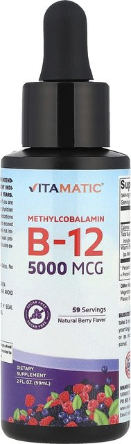 Vitamatic Methylcobalamin B12, natürliche Beeren, 5.000 mcg, 59 ml - Bild 1