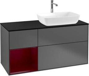 V&B Waschtischunterschrank Finion mit Wandbeleuchtung, Anthrazit lackiert, Breite: 120 cm, Tiefe: 50,1 cm, Höhe: 50,1 cm - Bild 1