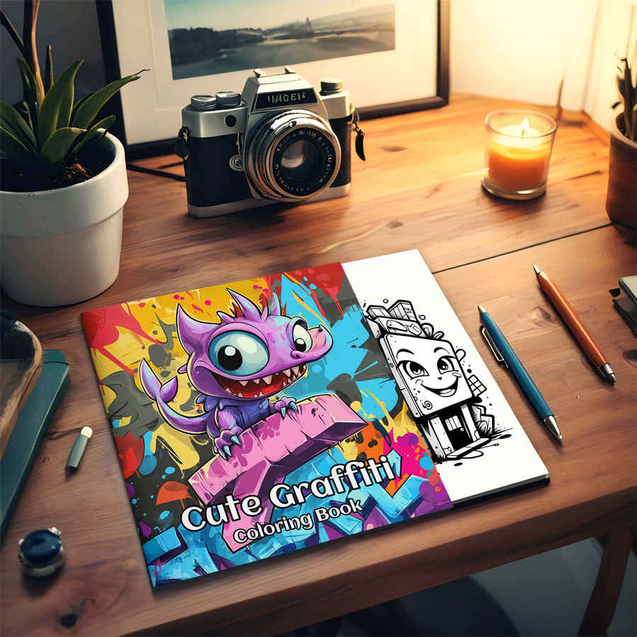 Graffiti-Malbuch für Erwachsene mit 24 Seiten zur Entspannung und Zeichnungstherapie, Mehrfarbig - Bild 5