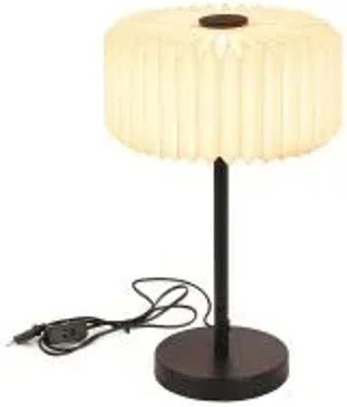 NETTLIFE Vintage Nachttischlampe aus Metall und Papier für Wohnzimmer und Schlafzimmer, Weiß
