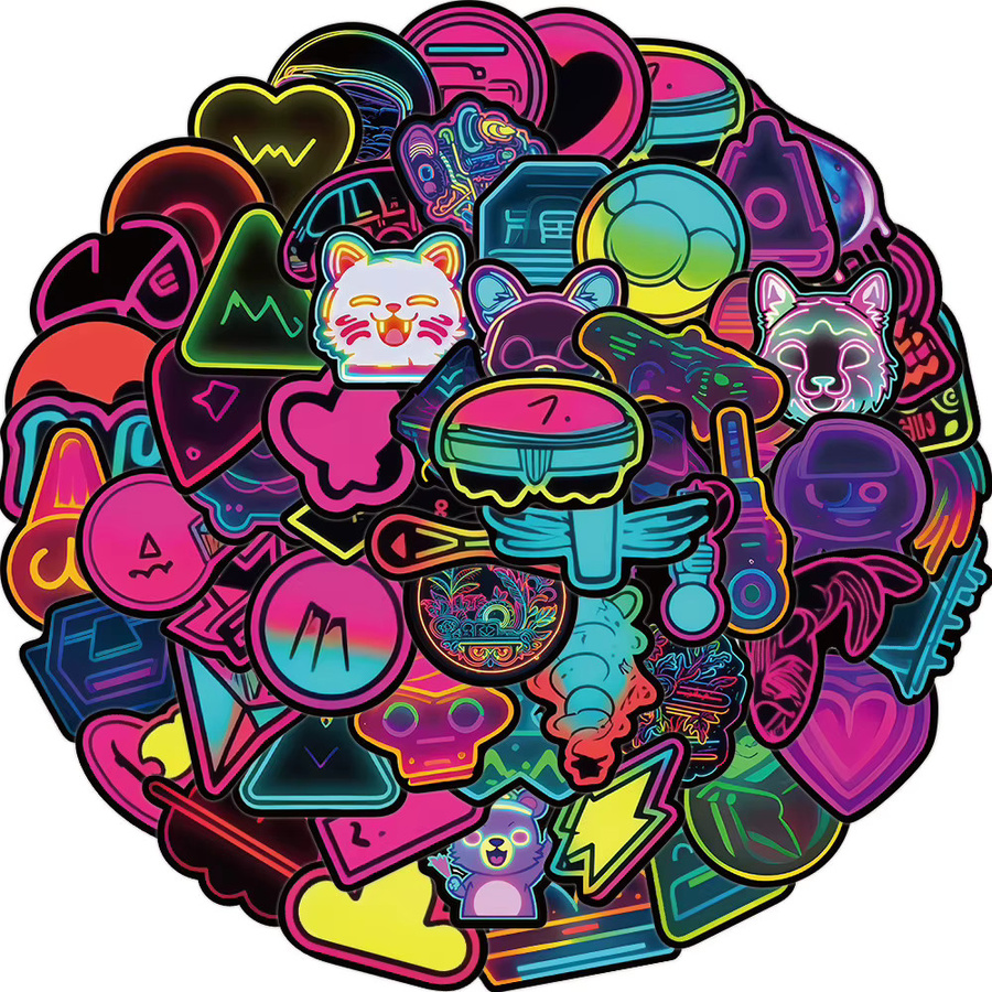 60-teiliges Set Neon-Aufkleber in Multicolour zur Dekoration von Gegenständen und Gadgets von AufnahmeYourLife Store - Bild 2