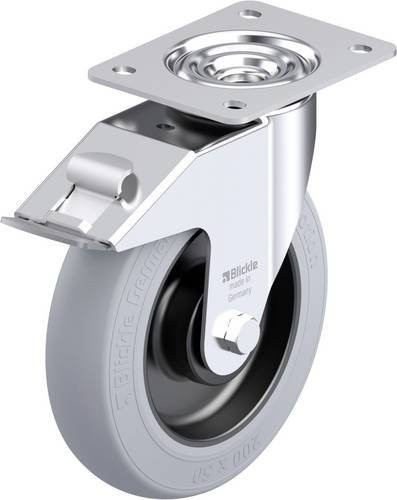 Blickle Stahlblech-Lenkrolle LE-POES 200KA-FI-SG in Grau, Schwarz oder Blau mit 200 mm Rad-Durchmesser und 300 kg Tragfähigkeit - Bild 1
