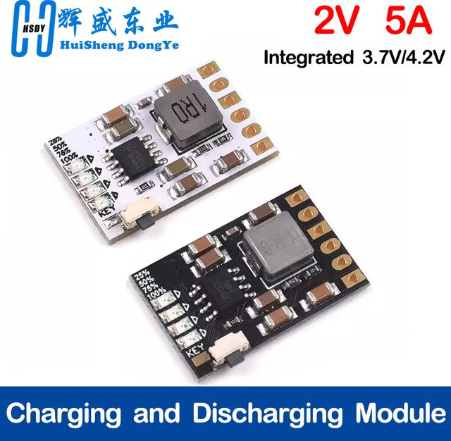 HUISHENGYUFA Lithium-Batterie Boost Modul mit Lade- und Entladeschutz für 3,7V 4,2V Akkus, Schwarz - Bild 1