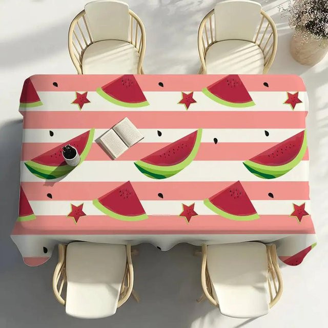 Wassermelonen-Tischdecke von Fancy Style Studio in Rot mit grafischem Muster, wasserabweisend und fleckenabweisend, B/T: 160 x 240 cm - Bild 1