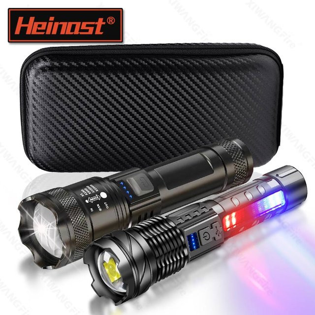 Heinast Wiederaufladbare LED-Handtaschenlampe in Schwarz mit Zoom und Leistungsanzeige - Bild 1