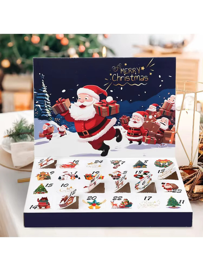 24Grids Weihnachts-Adventskalender aus Papier in Blau, DIY befüllbare Überraschungsboxen für Kinder, B/T/H: 21,0 x 30,0 x 21,0 cm - Bild 7