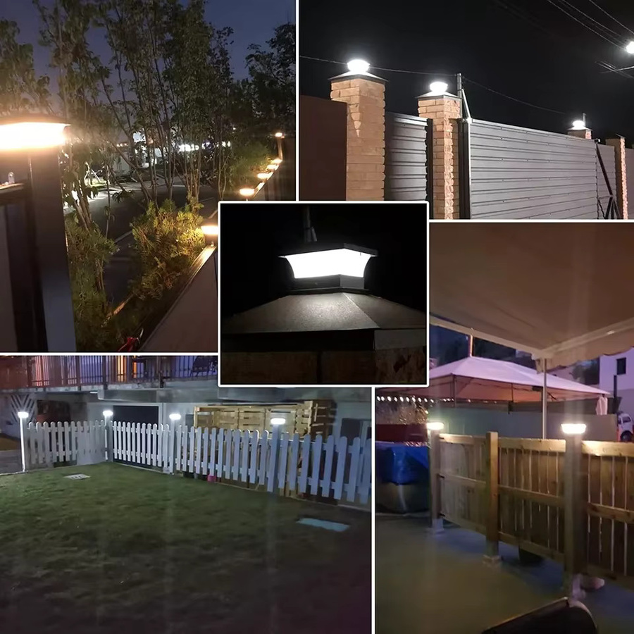 Crepow Solar LED Zaunleuchte IP65 wasserdicht für Garten und Terrasse, Schwarz, B/T/H: 9,4 x 9,4 x 15,0 cm - Bild 5