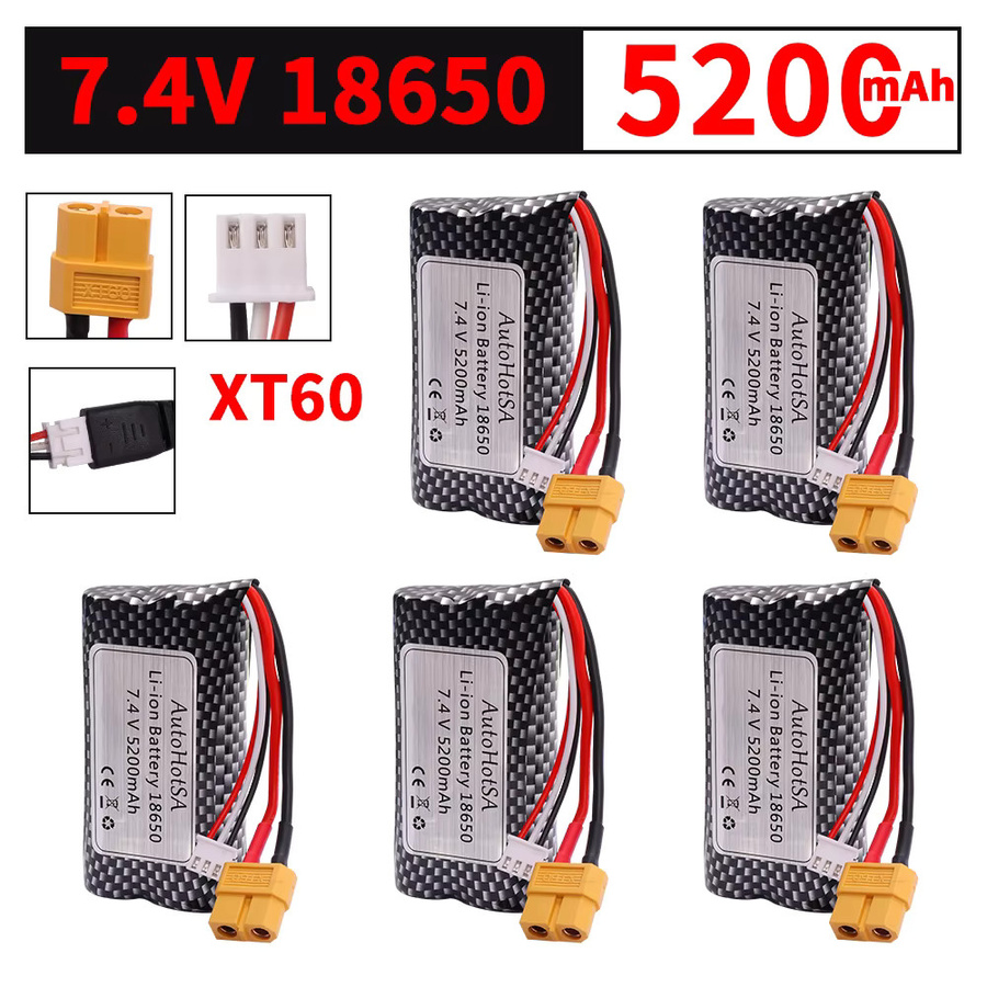 jiaojiren 18650 5200 mAh 2S Li-Ion batterie 7,4 V XT60, 1/16 RC tank spielzeug teile, CE-gekennzeichnet - Bild 3