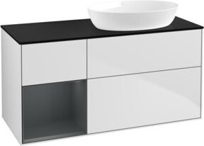 V&B Waschtischunterschrank Finion mit Wandbeleuchtung, Breite: 120 cm, Farbe: Weiß lackiert - Bild 1