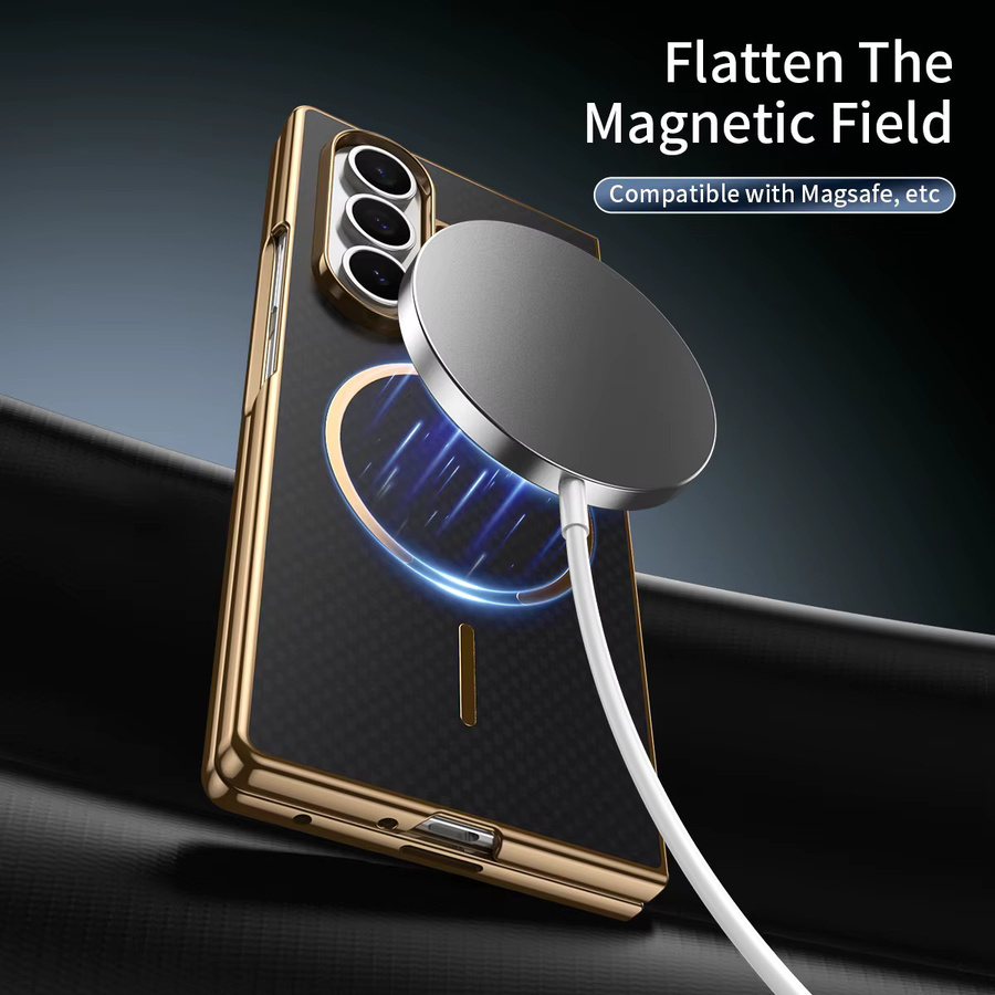 Magnetische Handyhülle mit Kevlar-Textur für Samsung Galaxy Z Fold 7 6 5 4 3 in Blau mit Sturzschutz und Anti-Fingerabdruck-Folie - Bild 2