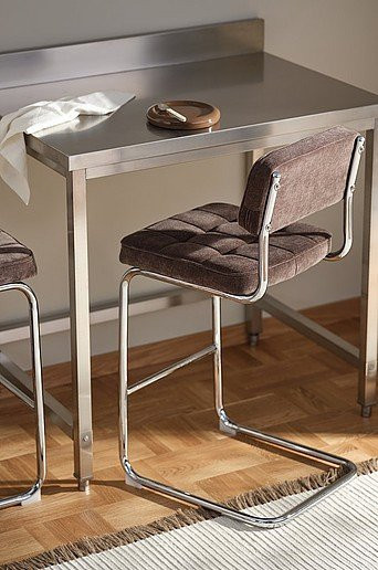 Jotex HEDEN Barhocker 2er-Pack Retro Braun mit Stoffbezug und Metallgestell B/T/H: 52 x 46 x 120 cm - Bild 1