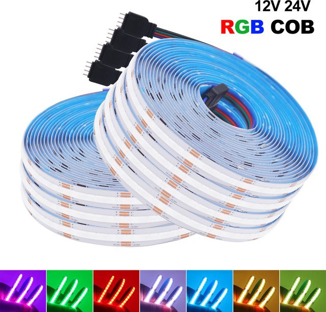 XUNATA RGB COB LED Streifen Multicolor, Wasserdicht IP68, DC 12V, 576 LEDs/m - Bild 1