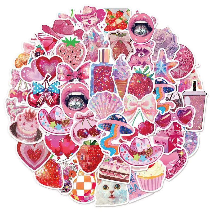 Rspctou Rosa Cartoon Aufkleber, pink, für Kinder - Bild 2