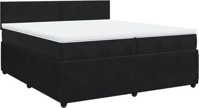 vidaXL Boxspringbett mit Matratze Schwarz Samt B/T/H: 200 x 200 x 100,5 cm - Bild 1