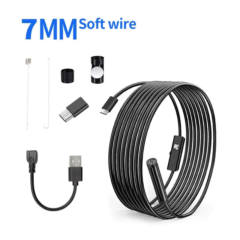 XinFe 3-in-1 Endoskopkamera mit Micro-USB und USB-C für Android und PC, Mini-Boreskop mit LED-Beleuchtung, Schwarz, 7mm Durchmesser - Bild 5