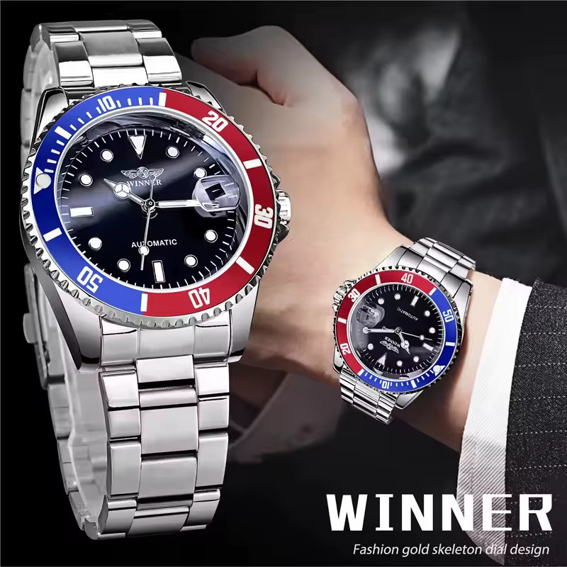 WINNER Armbanduhr Automatik, Edelstahl, Schwarz, Herren - Bild 3