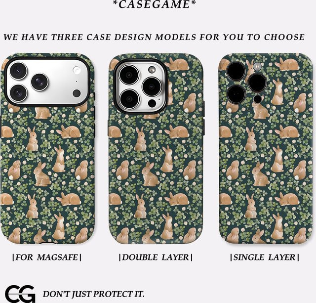 Potdemiel Clover Bunny Handyhülle in Grün für iPhone 17 16 15 14 13 Pro Max Plus mit doppelschichtiger Rückseite - Bild 1