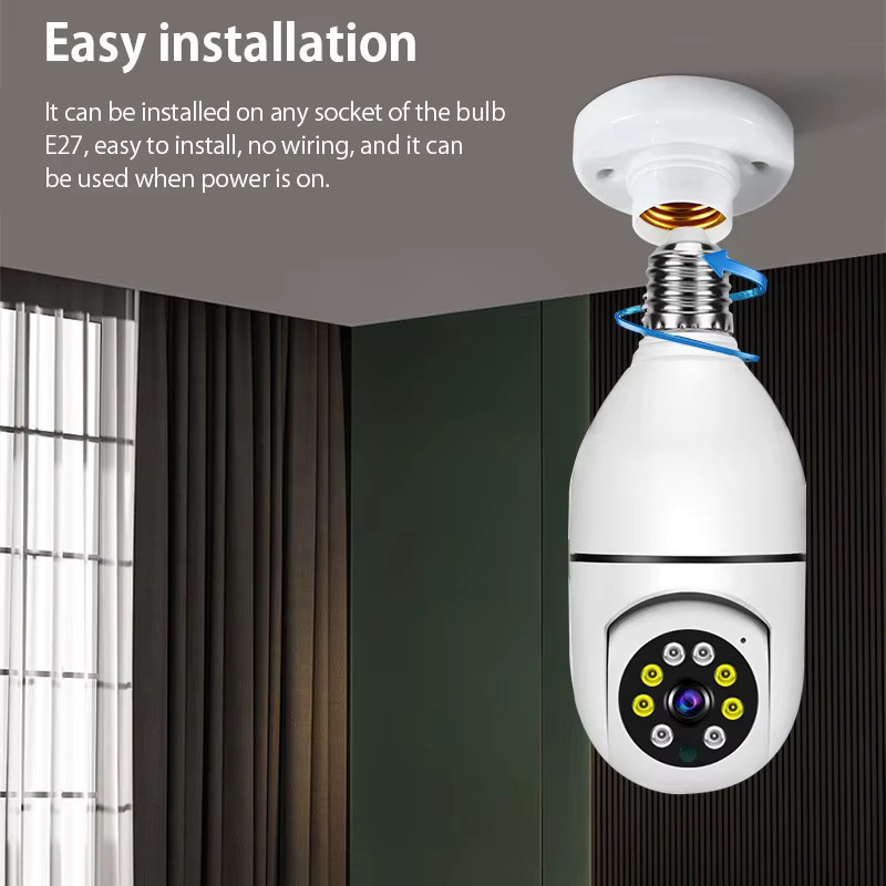 BESY E27 Glühbirnen Überwachungskamera mit 1080P HD, drahtlose WiFi Sicherheitskamera für Indoor und Outdoor in Weiß - Bild 4