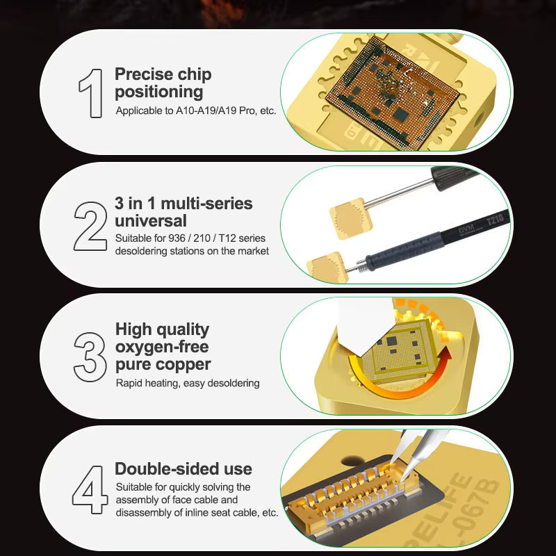 RELIFE RL-067B Multifunktionales Kleines Bügel-Tisch-Set in Gold für Lötarbeiten an Telefon-Bildschirmen und Chips - Bild 3