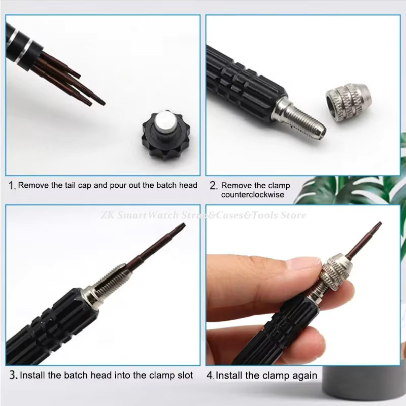 5-in-1 Multifunktionales Mini-Schraubendreher-Set aus Edelstahl für Uhren, Brillen, Elektronik und Schmuck in Rot und Schwarz - Bild 4