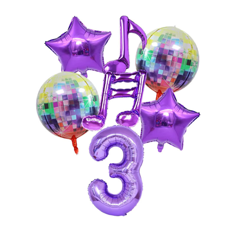 Potdemiel K-Pop Disco-Musik Themenballons in Lila mit Sternen für Geburtstagsfeiern und Fan-Treffen - Bild 2