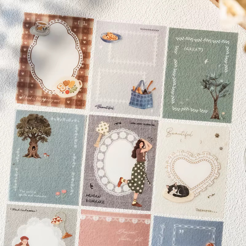 16 Blatt Dekorative Sticker im Handzeichnungsstil Traumhafte Schlaf-Gekritzel-Serie für Junk Journal, Tagebuch und Scrapbooking, Mehrfarbig - Bild 1