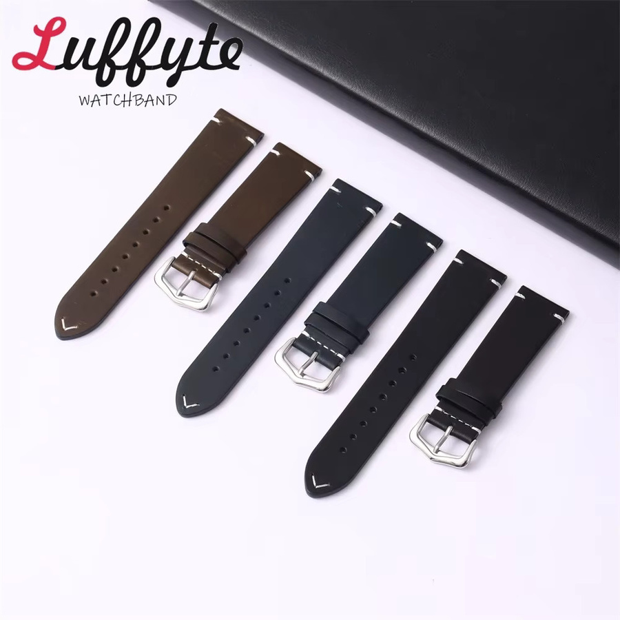 luffyte Uhrenarmband Rindsleder, Schwarz, Unisex - Bild 3